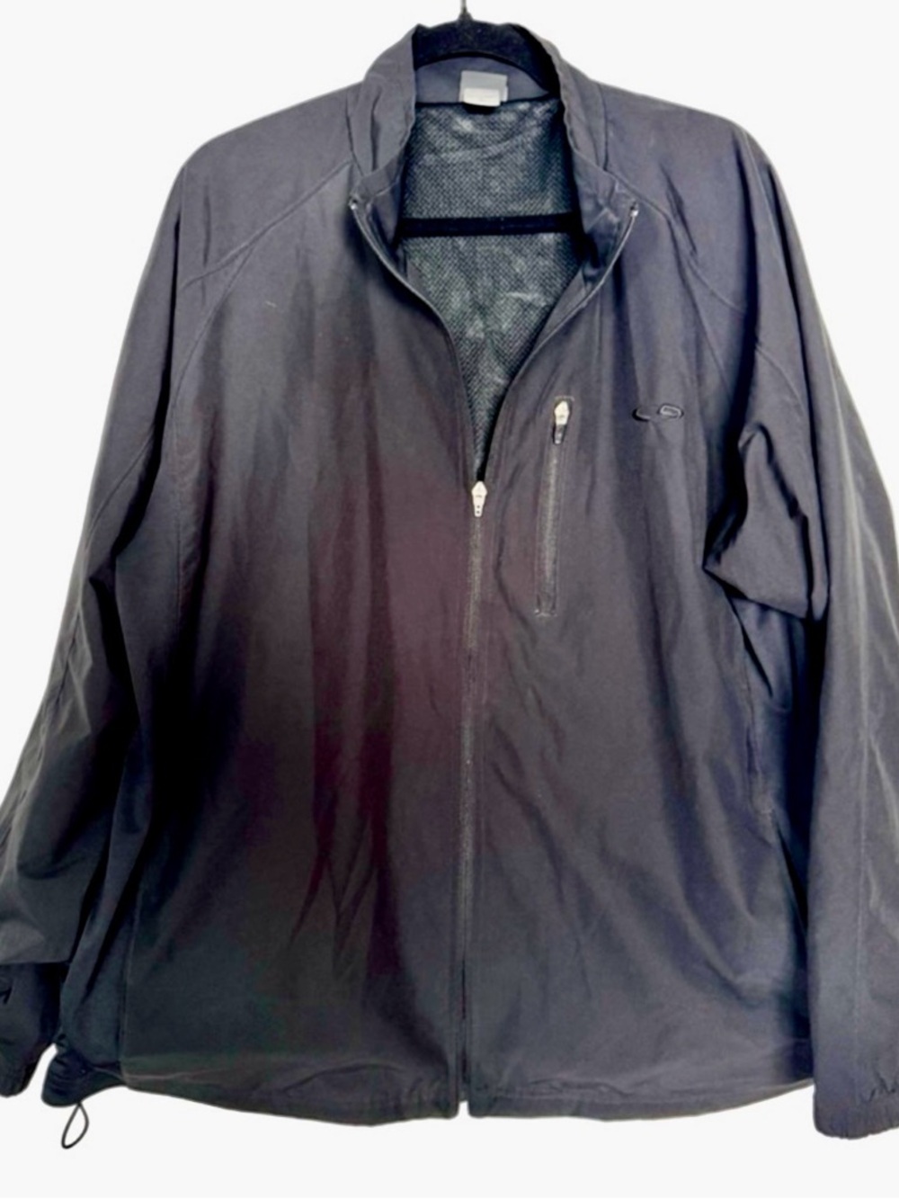 Champion Black Windbreaker Jacket with Zip Chest Pocket Mens XL